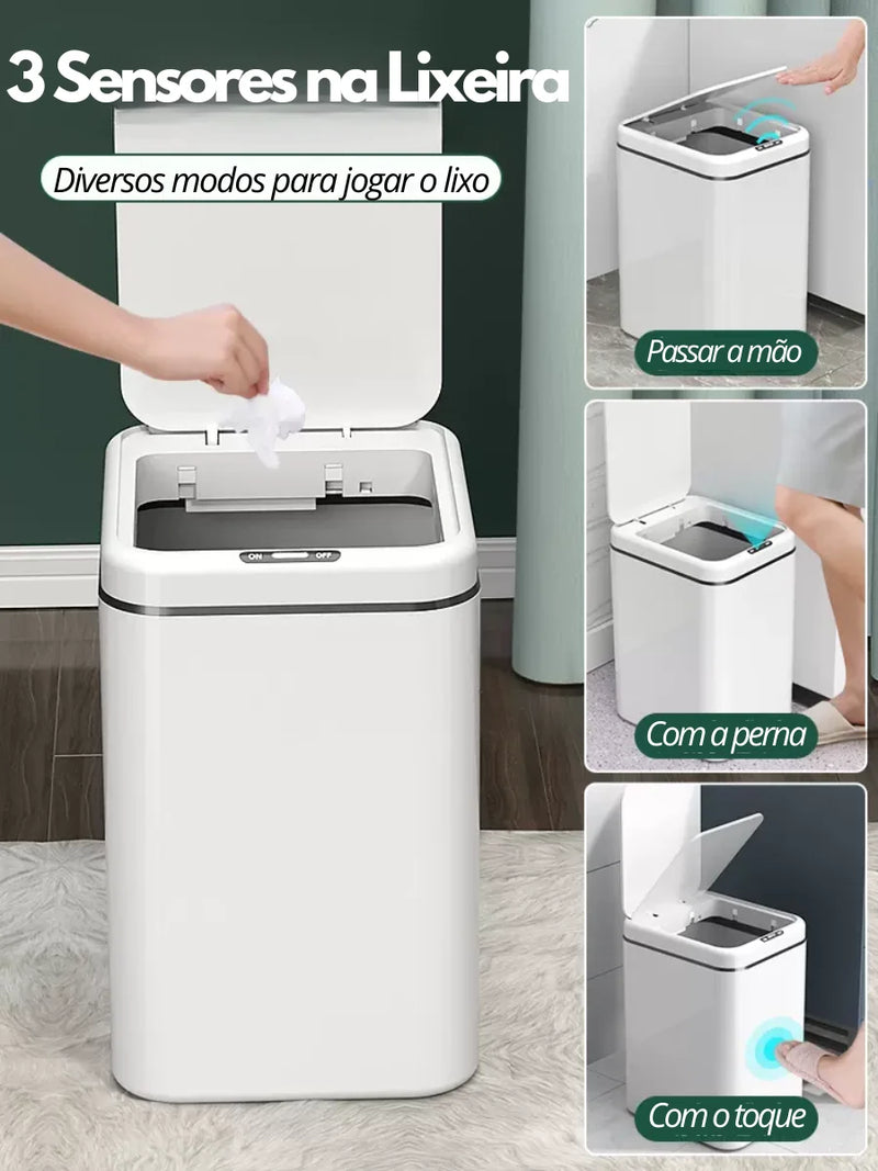 Lixeira com Sensor Automático e Toque Inteligente - 16 Litros